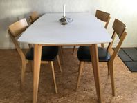 Matbord Arild 150x90 cm vit/ek + iläggsskiva vit/vit