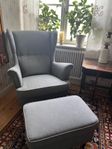 ikea fåtölj med fotpall