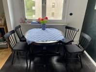 Ikea INGATORP bord, 4st NORRARYD stolar, STAGGSTARR kuddar