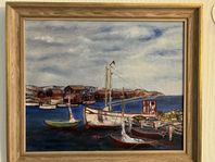 oljemålning båt och havsmotiv