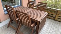 Ikea ÄPPLARÖ bord+6 positionsstolar