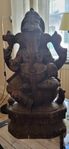 Fin gammal ganesha träskulptur från Indien
