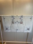 Handbroderad, vit bomullsduk, 84x84 cm, retro, vintage