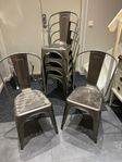 6 plåtstol industri borstad stål matstol metallstol kökss