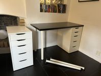 IKEA skrivbord med ALEX hurtsar, LAGKAPTEN skiva och ben