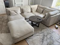 Modulsoffa, Sultan, 4 moduler + fotpall, plyschtyg
