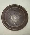 1876 Mynt 5 Öre Oskar II