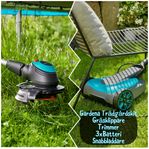 Gardena Trädgårdspaket – Gräsklippare, Trimmer + Batter