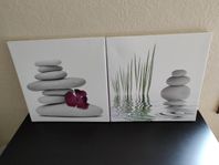2 st tavlor stenar och vattenmotiv ca 35,5 x 35,5 cm/tavla