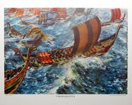 Skolplansch / affisch Vikingaflotta av Olle Hjortzberg 1932
