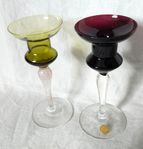2 st Ljusstakar i glas (svenskt glasbruk)