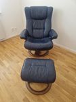 Mörkblått skinn Stressless fåtölj