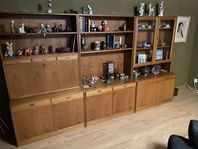 Teak bokhylla system med hyllor och skåp