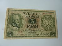 Svensk 5 Kronors sedel från 1948.