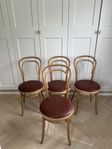 (3st) thonet stolar i trä med lädersitsar