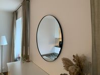 Stor rund spegel svart ram, 75 cm