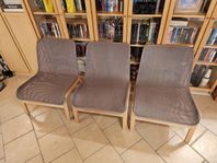 IKEA NOLMYRA Fåtölj, björkfaner/grå, tre stycken