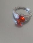 2 ct Hessonite granat ädelsten s925 justerbar 