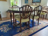 Mahogny bord 6st stolar