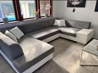U-soffa, tygsoffa, soffa, bra skick