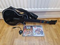 Playstation 3 Guitar Hero gitarr med mottagare och 2 spel