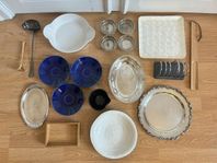 Stort paket! Blå eld, toastrack, porslin, nysilver, skohorn