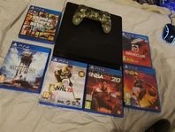 Playstation 4 Slim med 6 spel och handkontroll