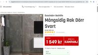 Duschvägg Mångsidig Rak Dörr Svart