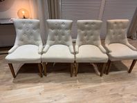 6 stk Matstolar beige tyg nitar