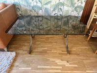 retro rökt glas & krom soffbord bord glasbord