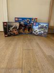 3 Legopaket en polisbil,technic truck och en lego truck