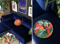 OFFECCT Modulsoffa 4 delar Blå sammet - Christophe Pilleti 