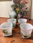 Glaskaraff med 4 glas handgjorda 