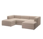 JÄTTEBO gråbeige 3,5-sitsig modulsoffa m schäslonger+arms