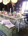 Höbalar som sittplatser till festen 