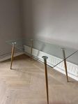 Beige matbord i glas - 140cm