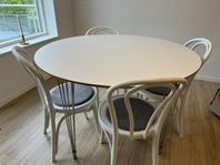 runt vitt matbord 115cm + 4 stolar