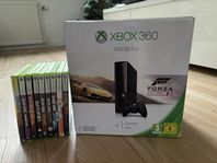 Oanvänt Xbox 360 +1 kontroll + 9 spel