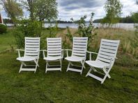 4 st trädgårdsstolar i vit plast, fällbara