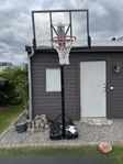 Basketkorg med ställning inklusive basketbollar 
