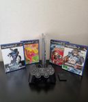 PS2 Slim Silver Edition / 4 Spel / Dualshock / Minneskort