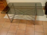 Soffbord i glas o krom 140x66 o 53 eller 66cm hög