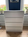 Malm byrå, vit, 4 lådor