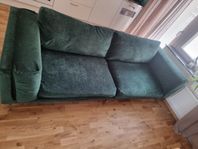 grön sammetssoffa 250 cm