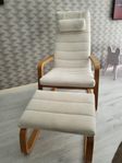 Boliden fåtölj och pall IKEA vit/björk