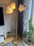Antik retro trearmad golvlampa mässing 