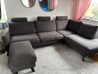 Tresits soffa m schäslong & fotpall (modell: Line från Mio