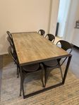 Matbord + 6 stolar industriell inkl. pall