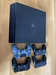 Playstation 4 pro 1TB + 4 st handkontroller - Fint skick!