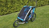 THULE Cykelvagn Chariot Cross 2 Blue + joggingset & skidkit